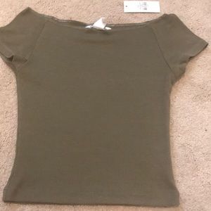 olive green ribbed t-shirt